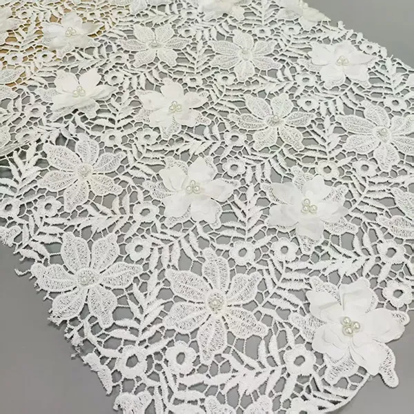 3D Floral Dantel Giper Kumaş İnciler Su SUYUCU KORDU KABLO NAKE KULUMU