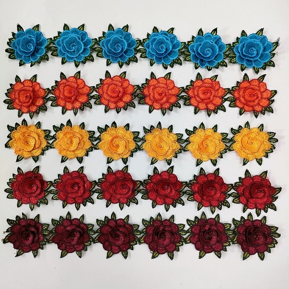 3d polyester iki renkli çiçek dantel süs