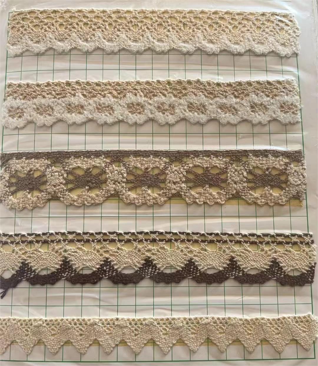 100% Cotton Sustainable Crocheted Embroidery Lace Knitted Trimming Cotton Lace