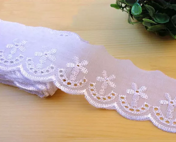 Moda ucuz polyester beyaz gelin tc dantel trim, renkli süslemeler tc dantel