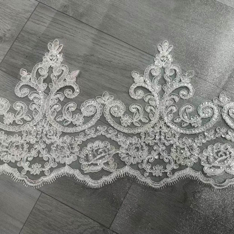 Lüks Beyaz Gelin Fransız Dantel İşlemeli Gelinlik İçin Gelin Dantel Trim