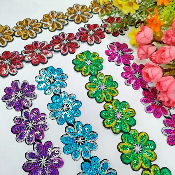 Sequins Giyim Aksesuarları Dantel Kırpma Arka Tutkal