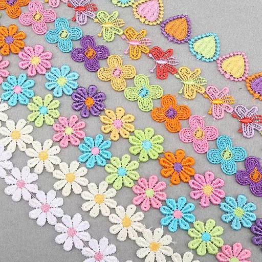 düğün gelin diy polyester işlemeli çiçek dantel süs